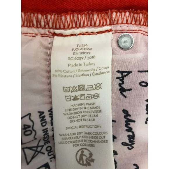 BODEN Red Cambridge Ankle Skimmer Cotton Jeans Size 6 - Picture 7 of 8